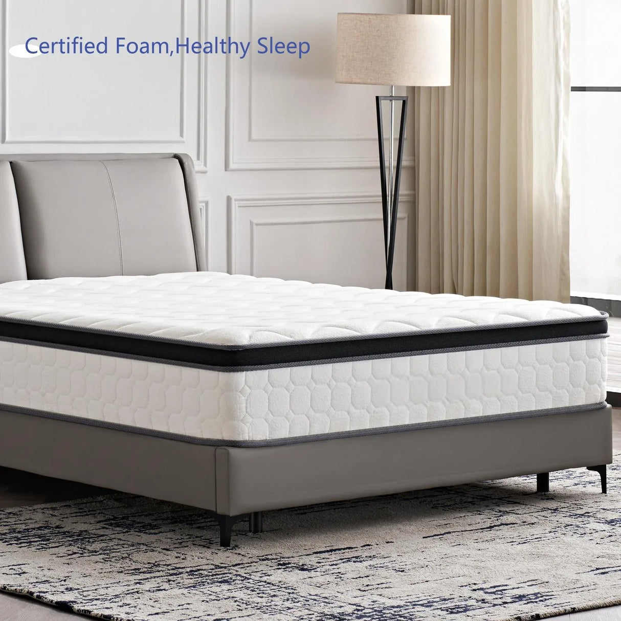 Medium 12-Inch Pocketed Coil Full Mattress With Gel Foam - Omega Lifestyles