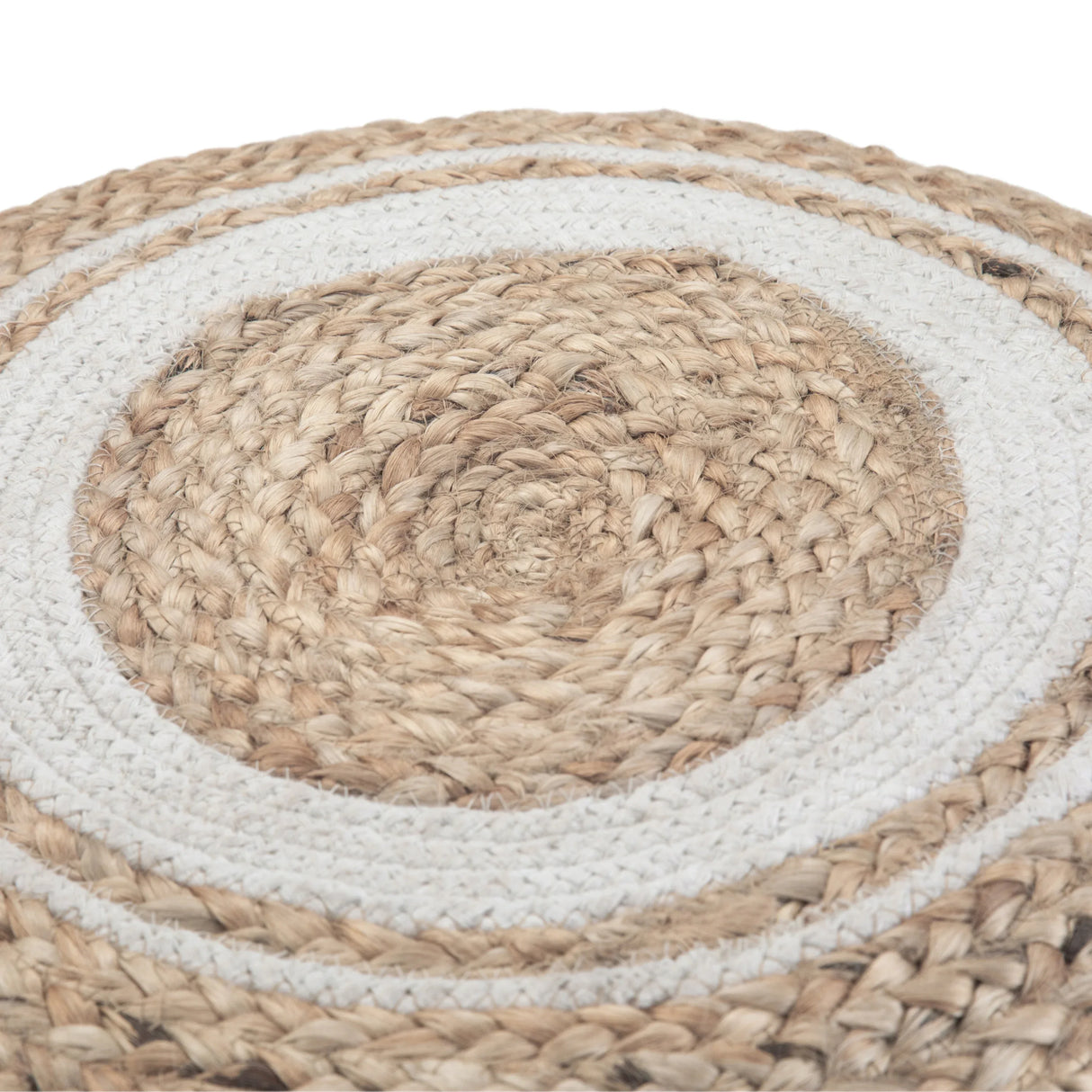 Round Hand Braided Jute Pouf With Polystyrene Filling - Omega Lifestyles