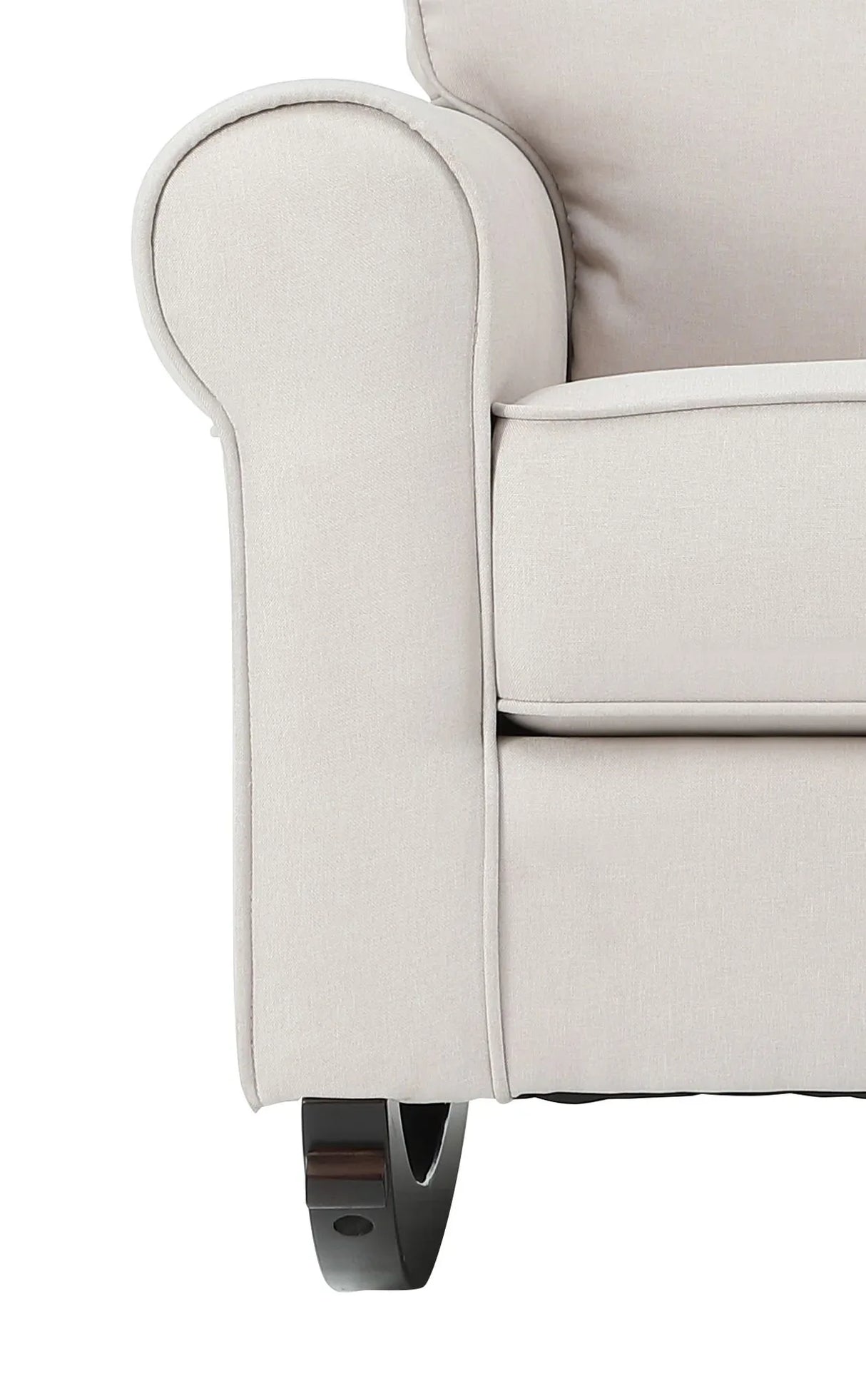 Beige Fabric Pocket Coil Rocking Chair With Wooden Frame - Omega Lifestyles