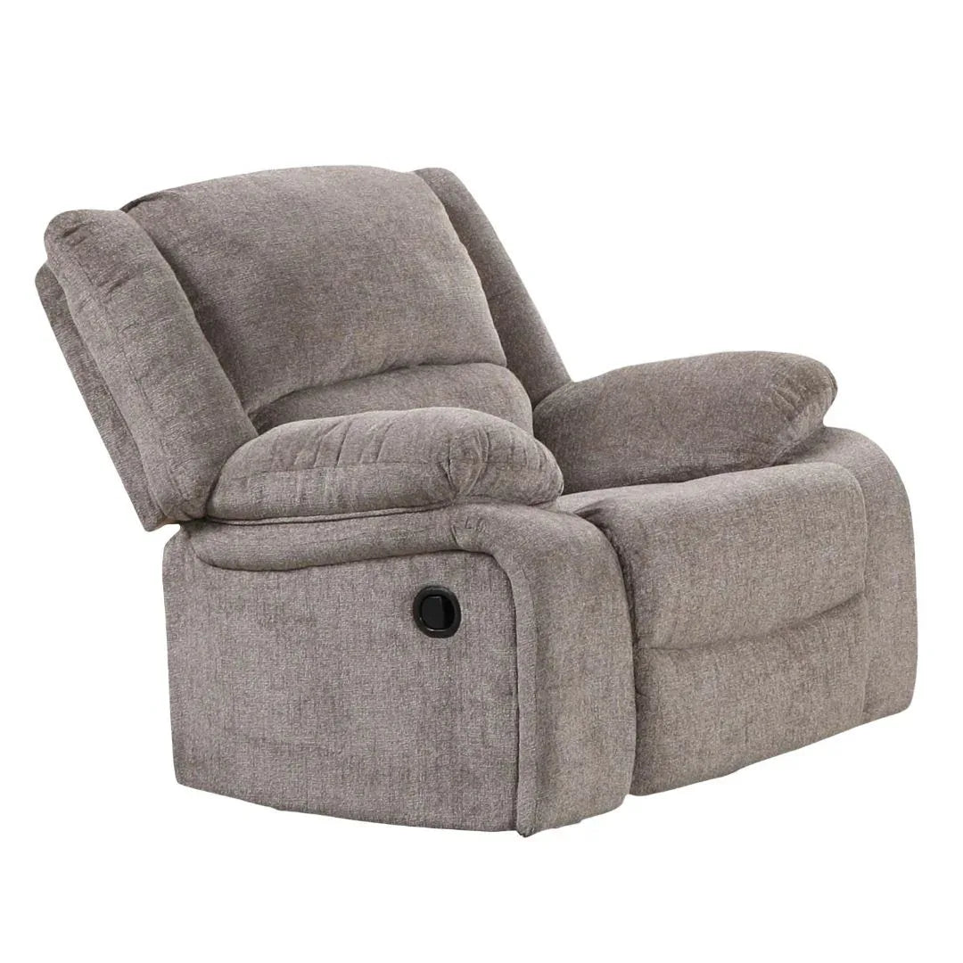 Transitional Mocha Chenille Manual Recliner With Pillow Arms - Omega Lifestyles
