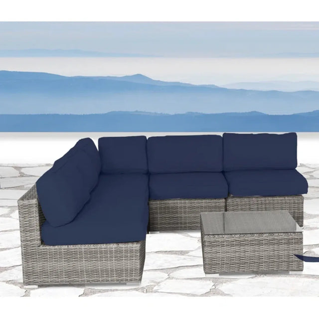 Outdoor Wicker Seating Set With Foam Cushions And Glass Table - Omega Lifestyles