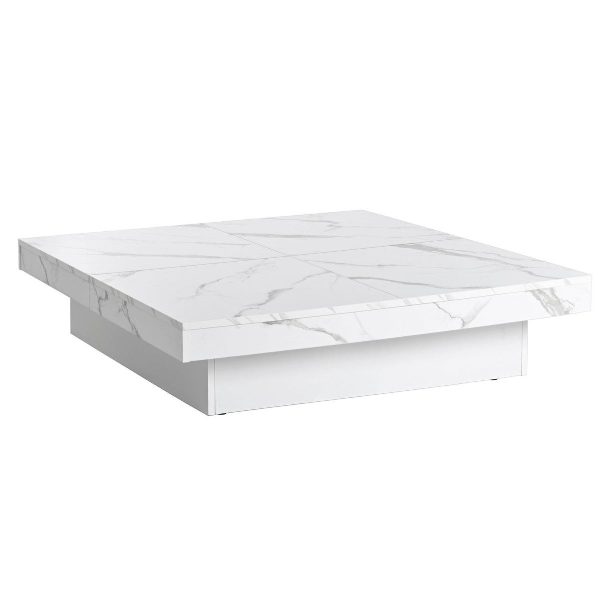 Square Marble Veneer Sliding Top Storage Coffee Table - Sleep Galleria