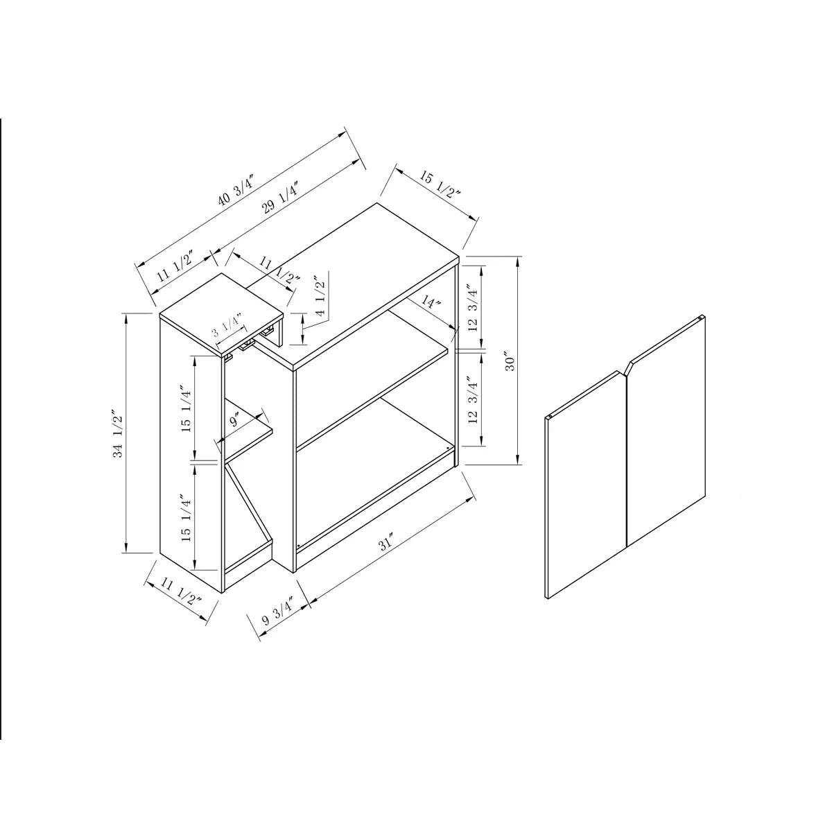 White Oak Two-Door Bar Cabinet With Wine Bottle Rack - Omega Lifestyles