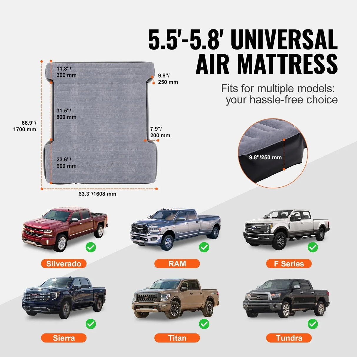 Full Size Truck Bed Inflatable Air Mattress With Pump - Omega Lifestyles