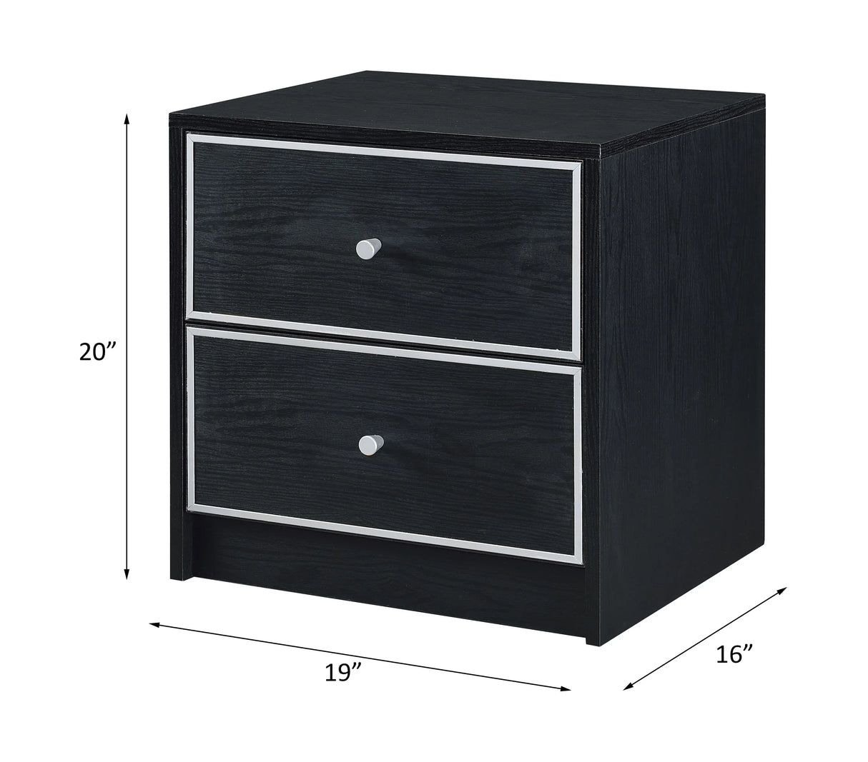 Black And Silver Synthetic Wood Accent Table With Drawers - Omega Lifestyles