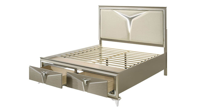 Modern Upholstered Wood Bed Frame With LED Headboard - Omega Lifestyles