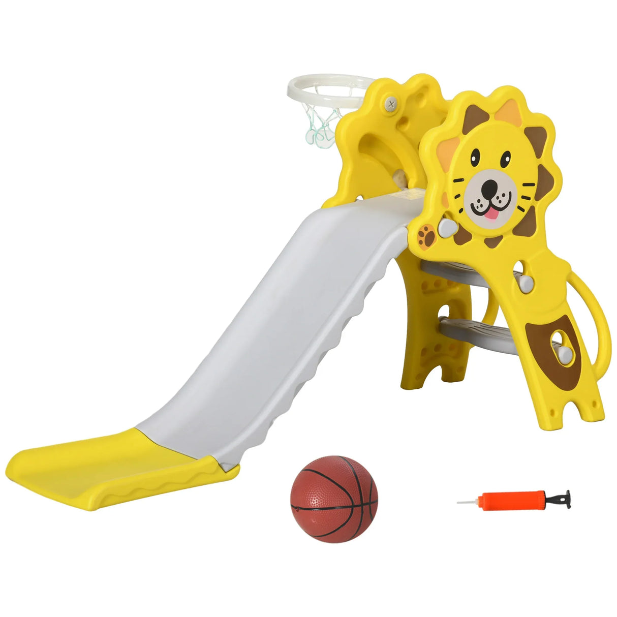 2-in-1 Toddler Slide With Basketball Hoop Indoor Toy - Omega Lifestyles
