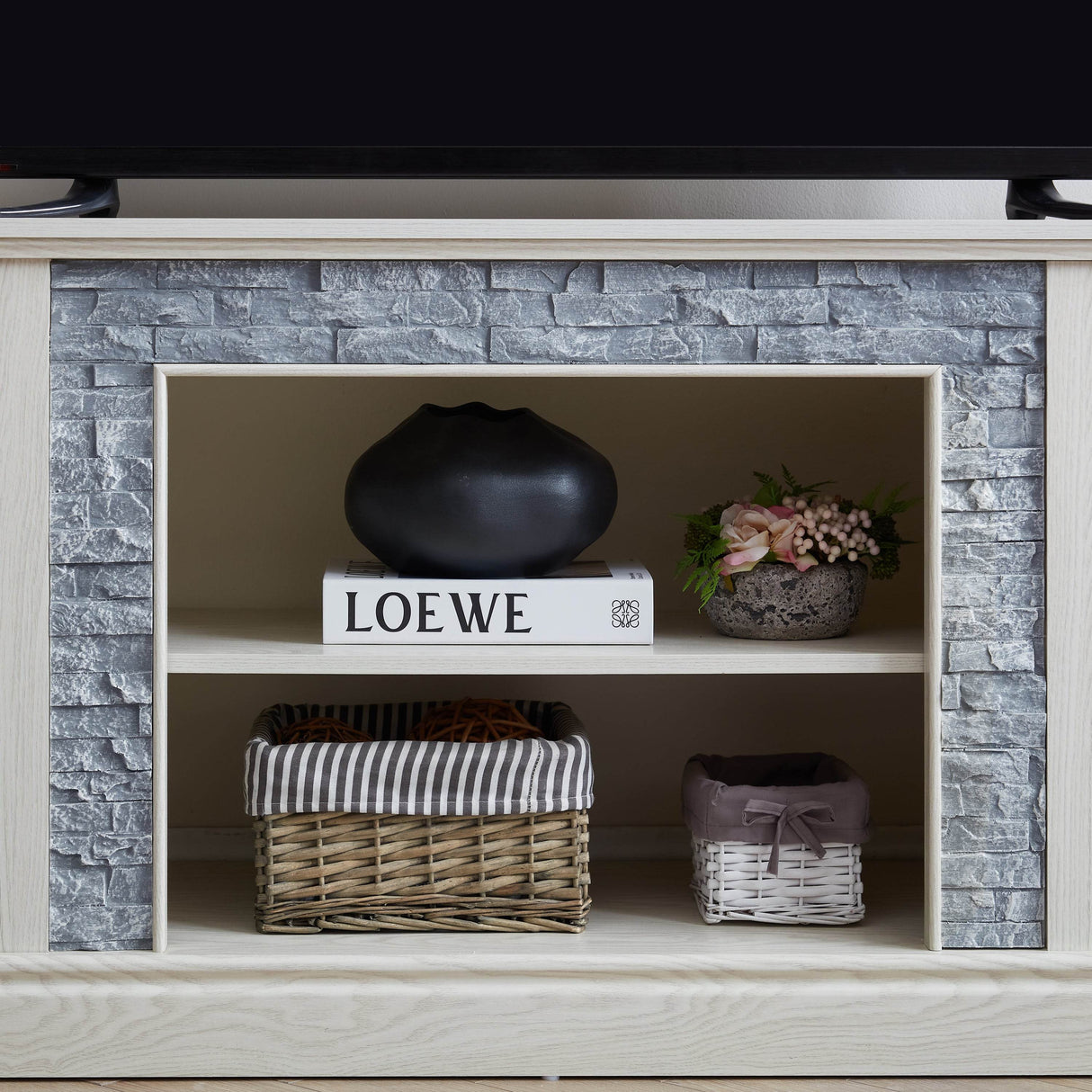 White MDF Large TV Stand With Storage Cabinet - Sleep Galleria