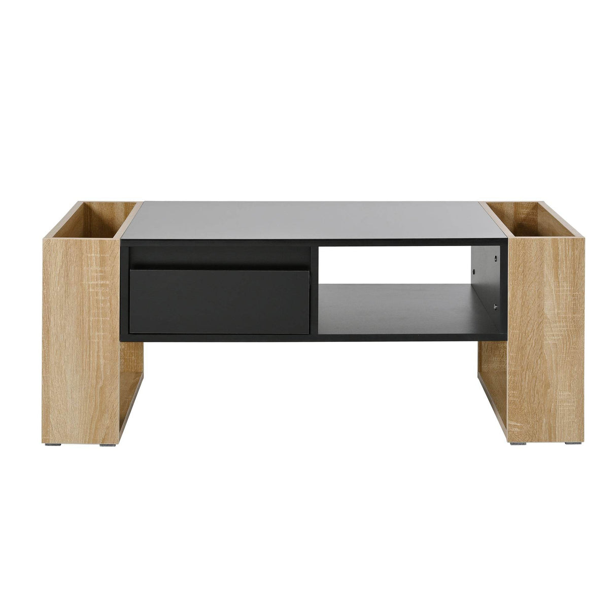 High Glossy Two Drawer Wood Grain Coffee Table - Sleep Galleria