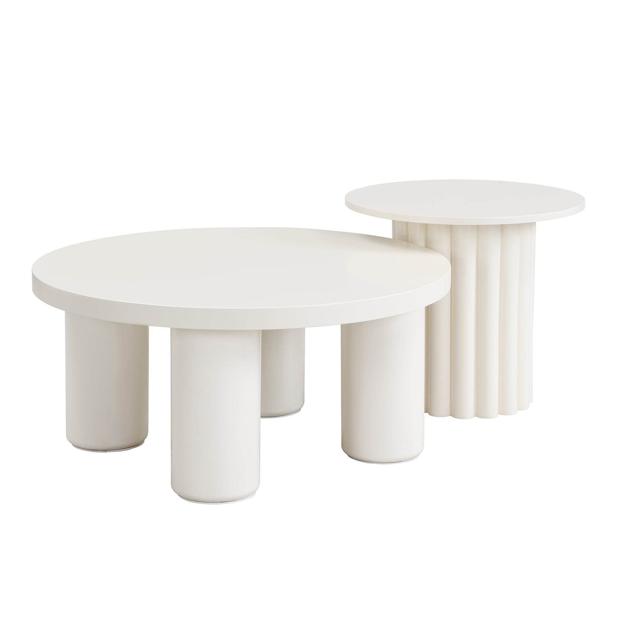 Set Of 2 Modern Roman Column MDF Coffee Tables - Sleep Galleria