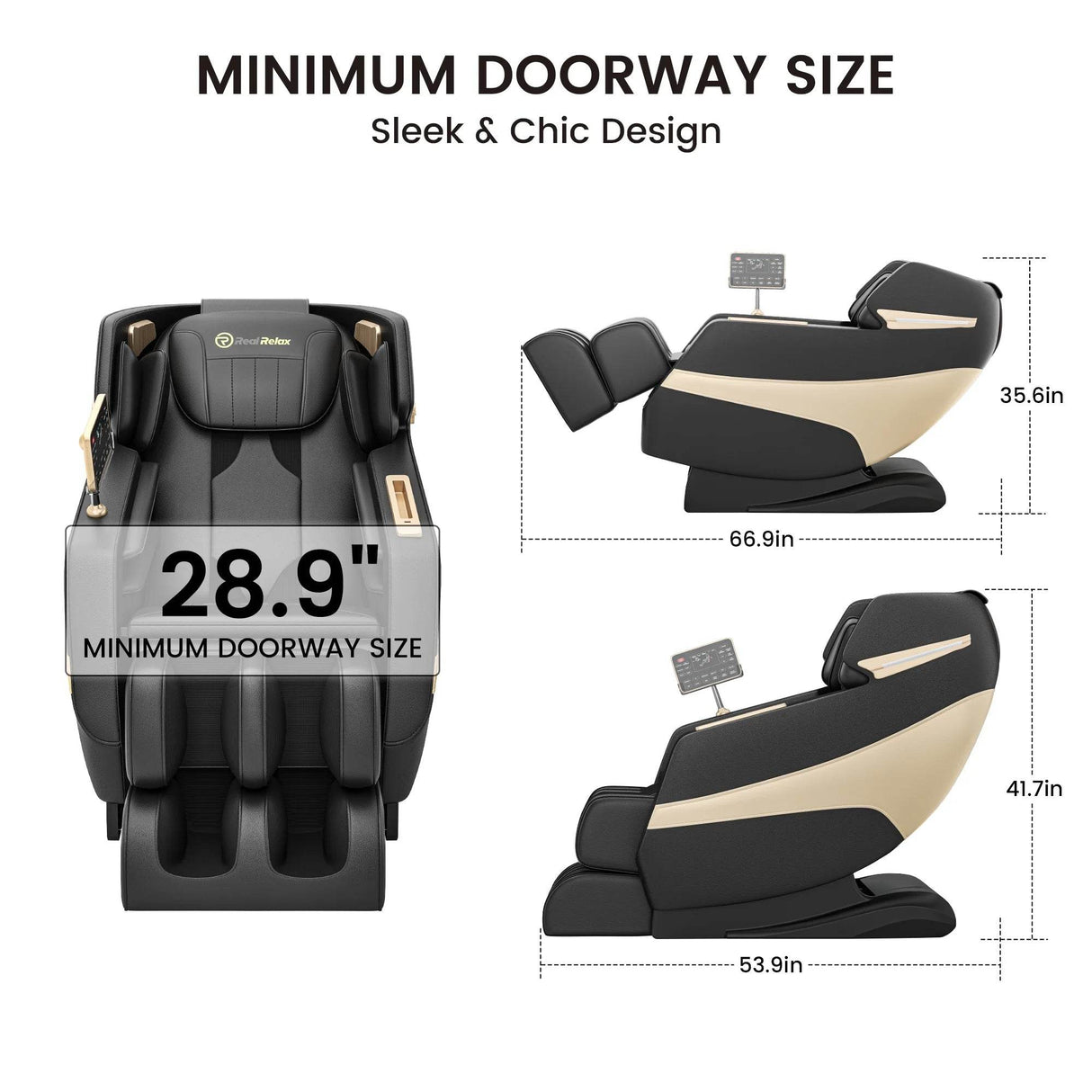 3D Massage Chair, Full Body Zero Gravity Recliner with SL Track, Yoga Stretching, Foot Rollers, Bluetooth, Heating, Black