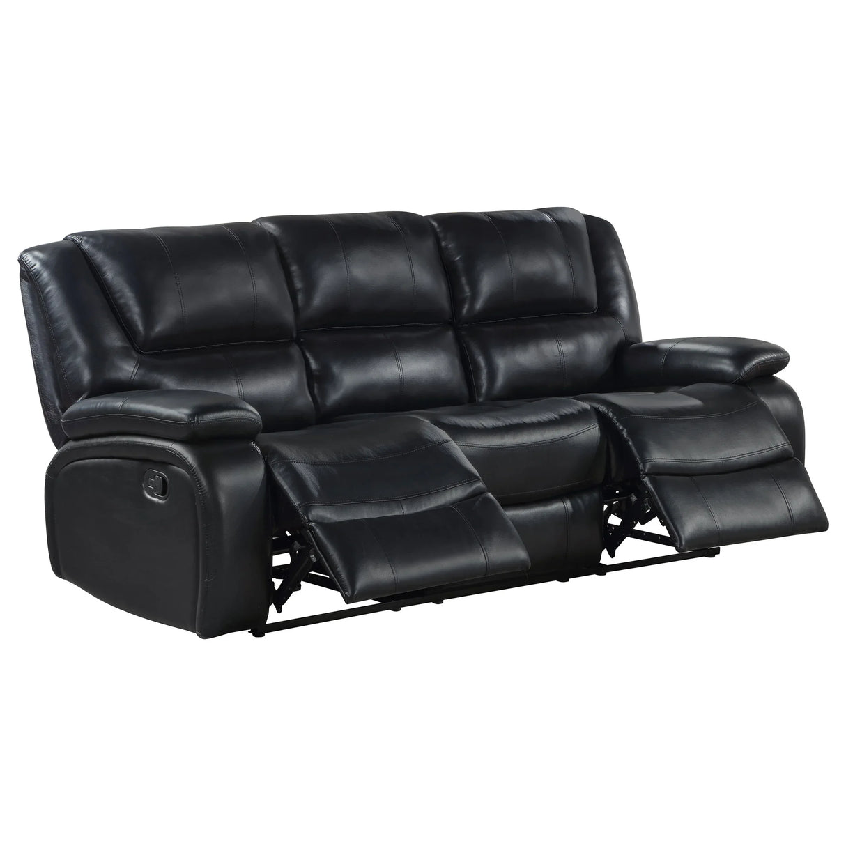 Black Upholstered Motion Reclining Sofa With Pillow Arms - Omega Lifestyles