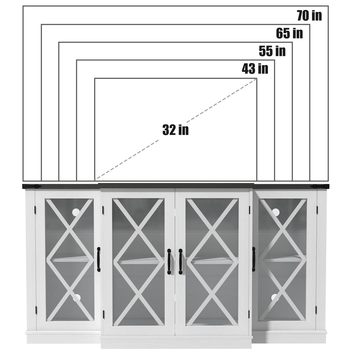 Farmhouse Storage TV Stand With Adjustable Shelves - Sleep Galleria