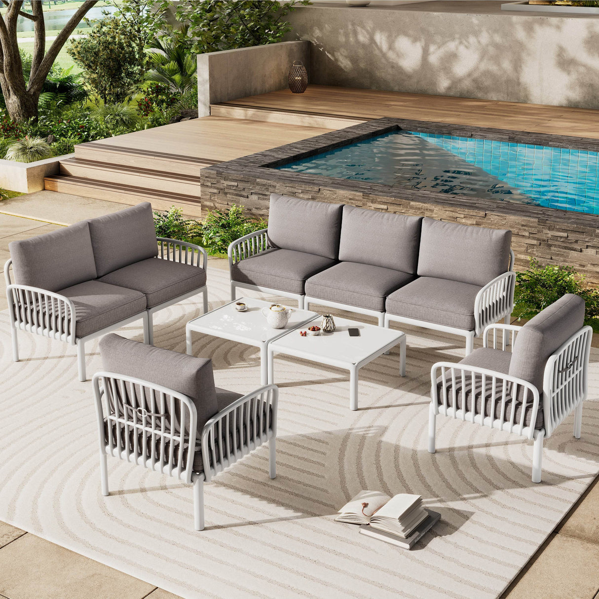 9-Piece Modern Outdoor Patio Sectional Furniture Set
