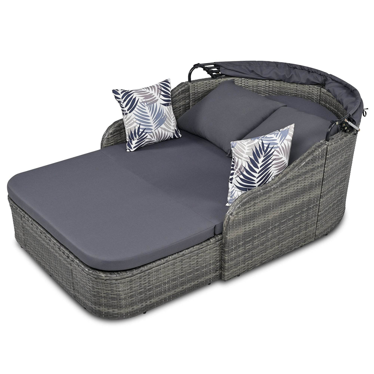 Outdoor PE Rattan Adjustable Canopy Double Sunbed - Omega Lifestyles