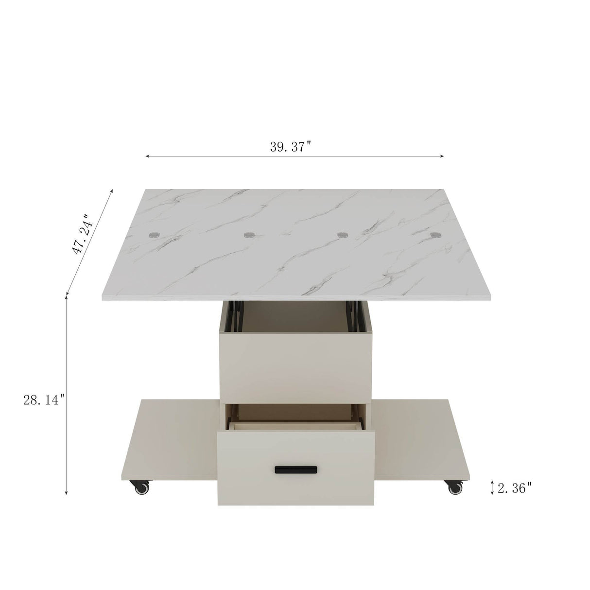 Modern Lift-Up Coffee Table With Storage And Four Stools - Sleep Galleria
