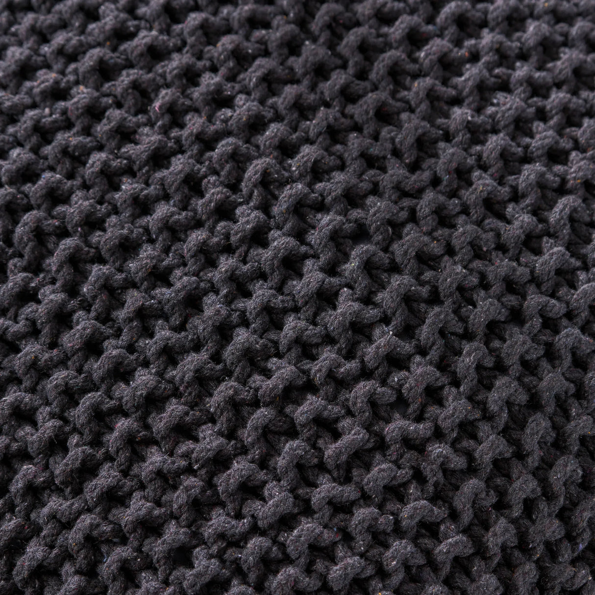 Cotton Knitted Square Dark Grey Pouf Cube - Omega Lifestyles