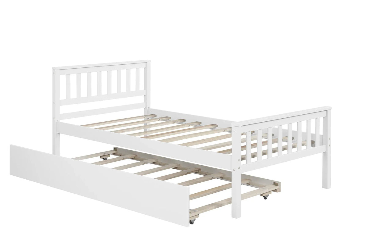 Twin Platform Bed Frame With Pull-Out Trundle - Omega Lifestyles