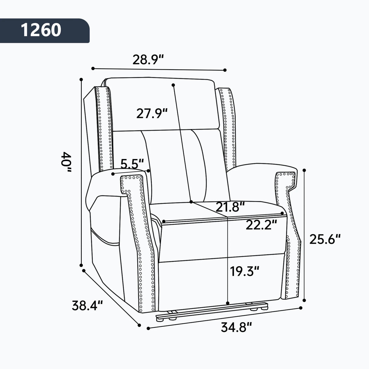 Blue Faux Leather Manual Recliner Chair With Massage Heat - Omega Lifestyles