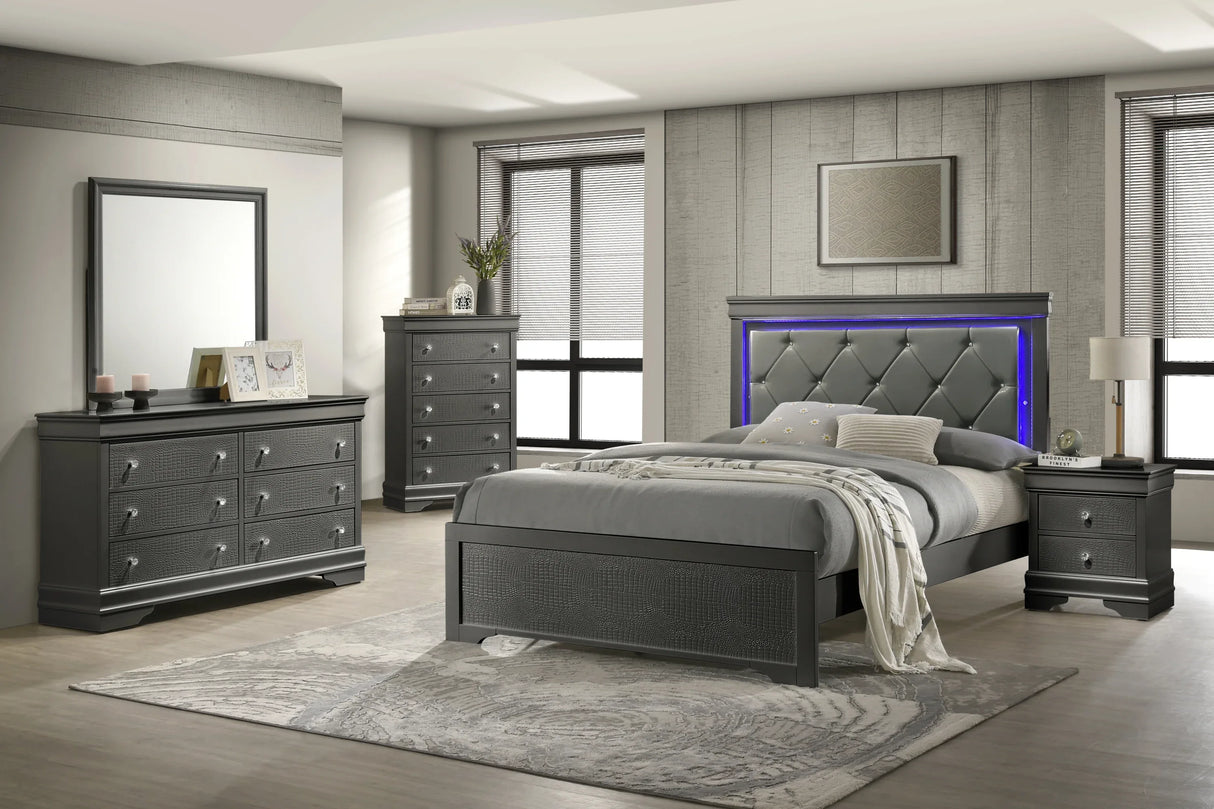 Modern Twin Upholstered Wood Bed Frame With LED Headboard - Omega Lifestyles