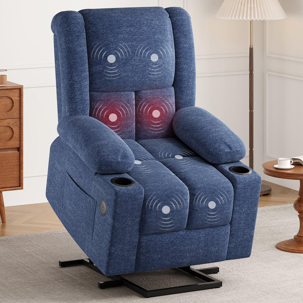 Power Lift Massage Heat Recliner Chair With USB Ports - Omega Lifestyles