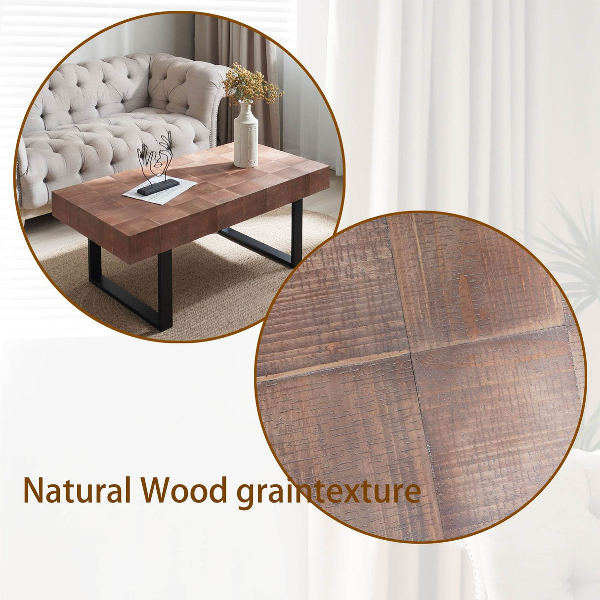 Rustic Industrial Handcrafted Solid Wood Coffee Table - Sleep Galleria