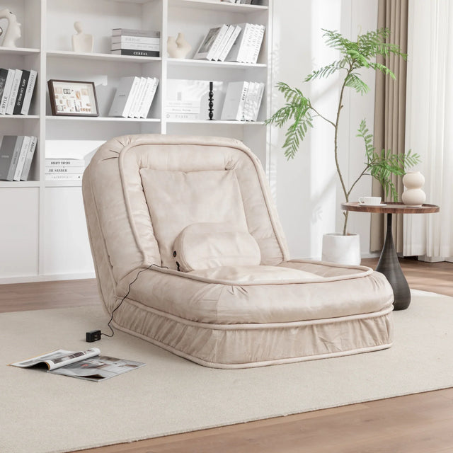 Adjustable Velvet Upholstered Massage Floor Sofa With Pillow - Omega Lifestyles