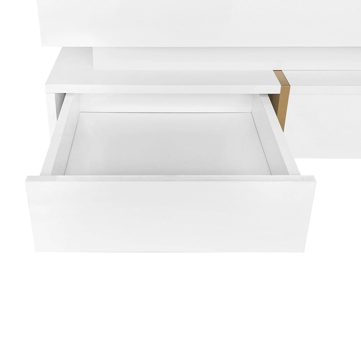 Modern High Gloss White Coffee Table With Drawers - Sleep Galleria