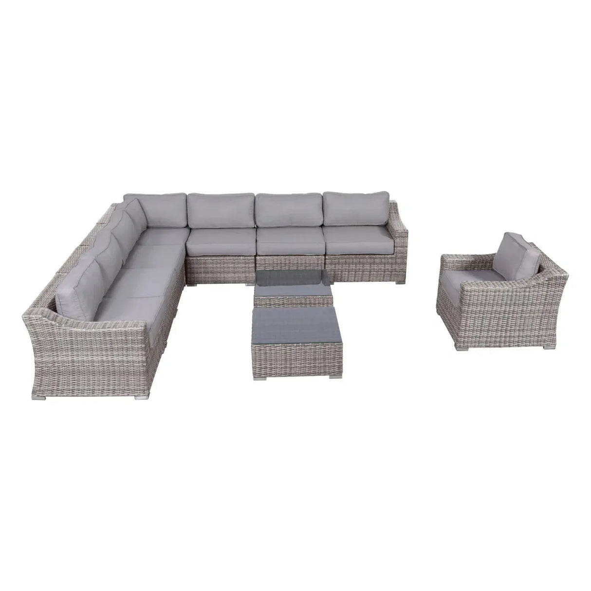 Fully Assembled 10-Piece Gray Wicker Patio Seating Group - Omega Lifestyles