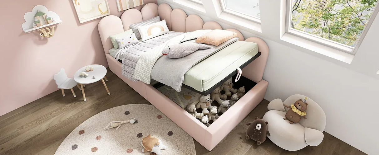 Pink Velvet Upholstered Twin Storage Daybed With Metal Frame - Omega Lifestyles