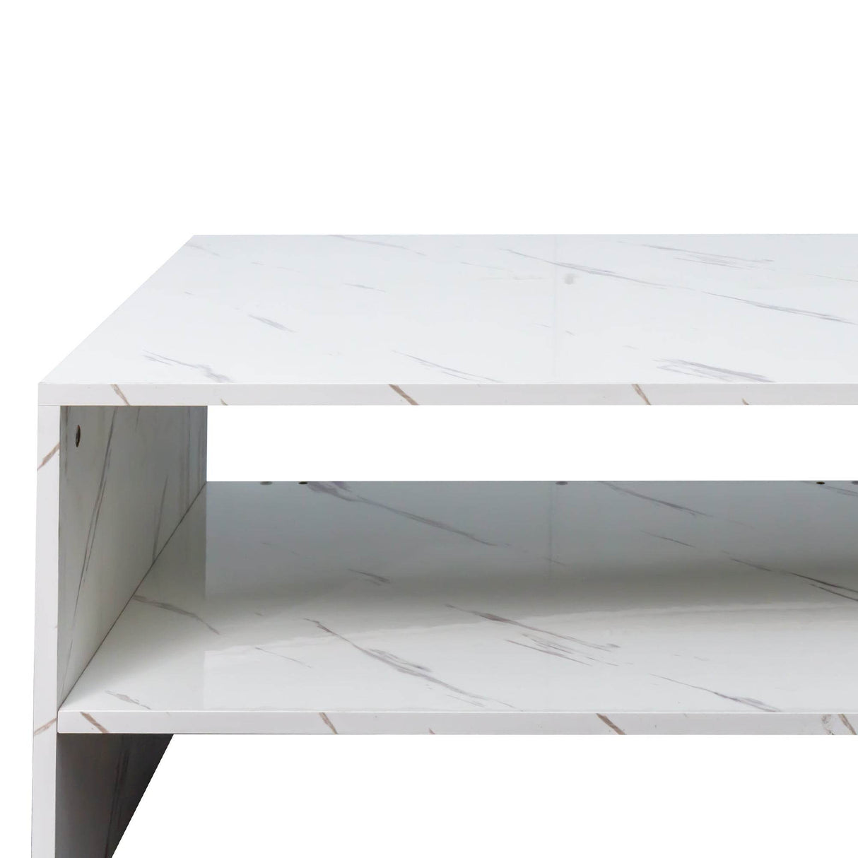 White Architectural Shape Coffee Table With Storage - Sleep Galleria