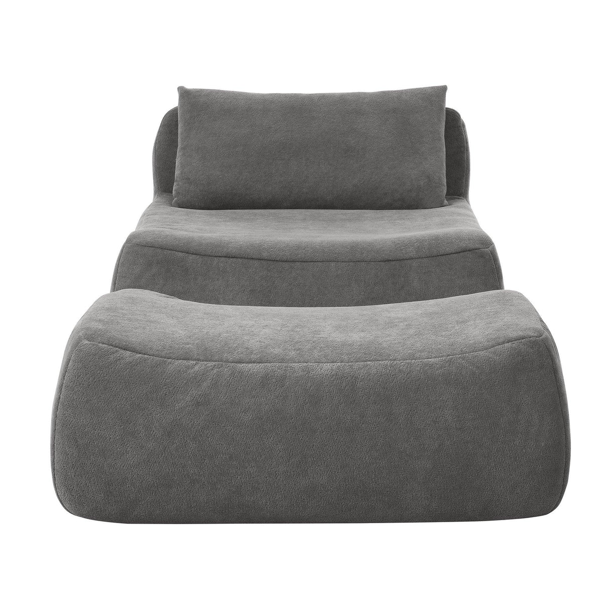 Chenille Medium-Soft Bean Bag Chair With Ottoman - Omega Lifestyles