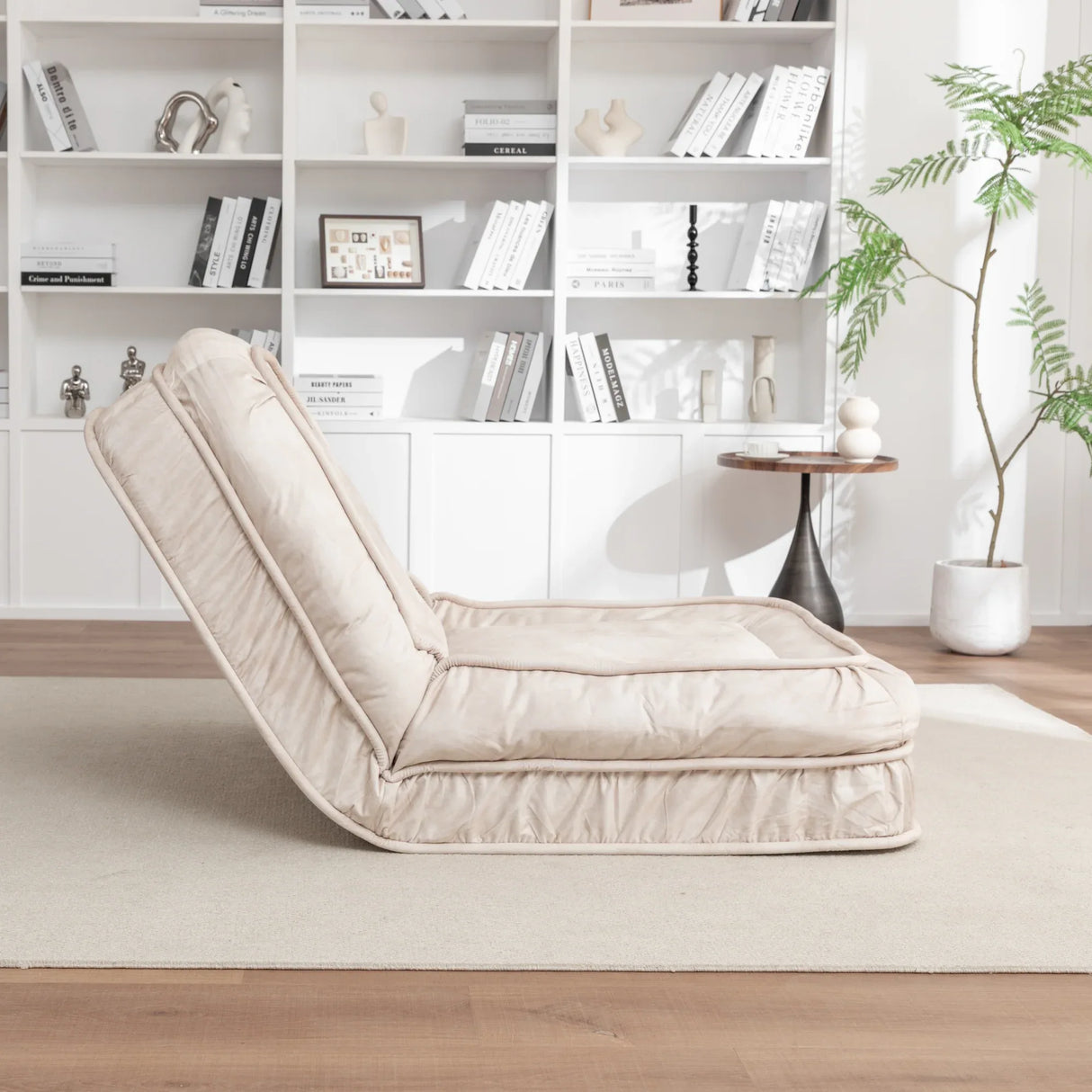 Adjustable Velvet Upholstered Massage Floor Sofa With Pillow - Omega Lifestyles