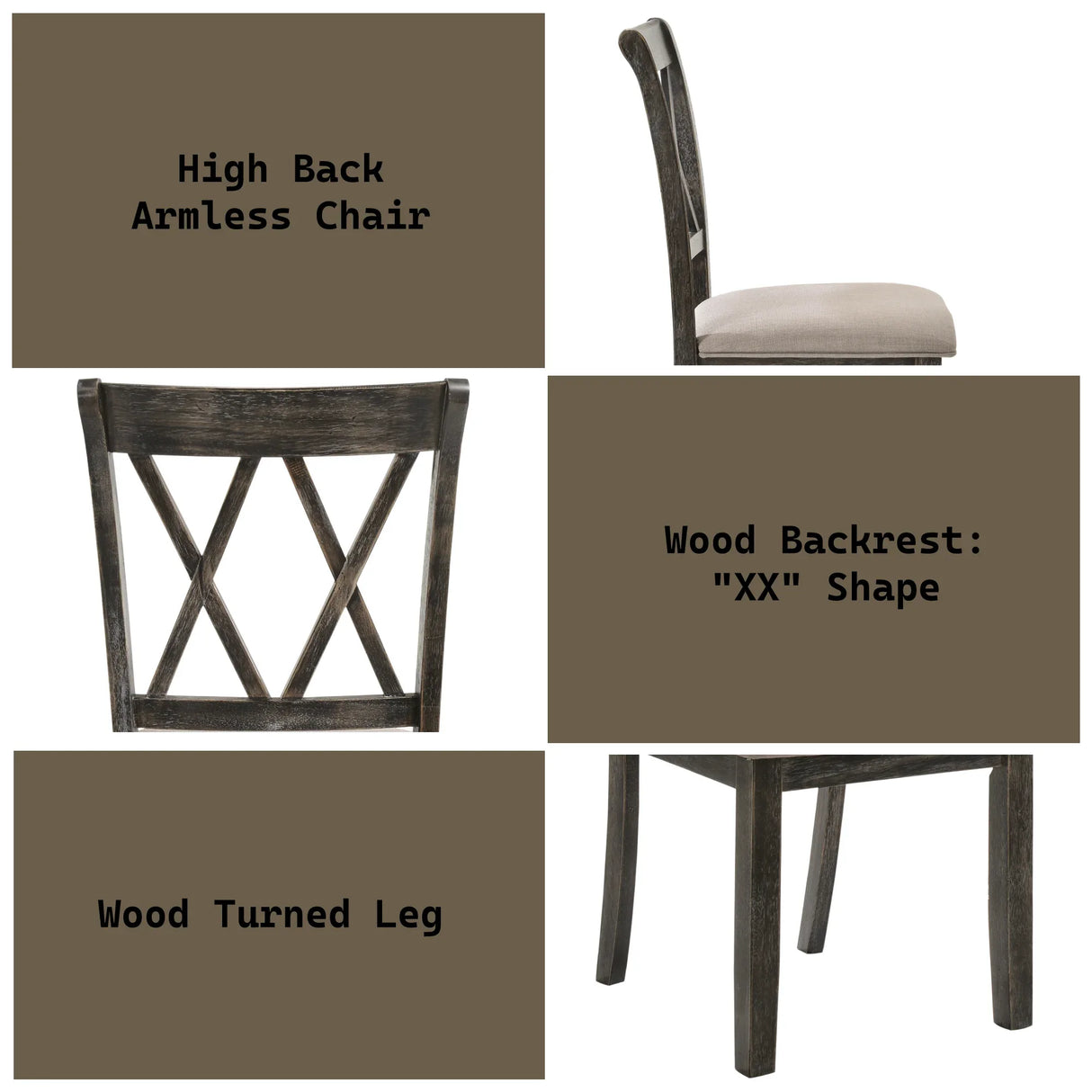 Gray Synthetic Wood 7-Piece Dining Room Set - Omega Lifestyles