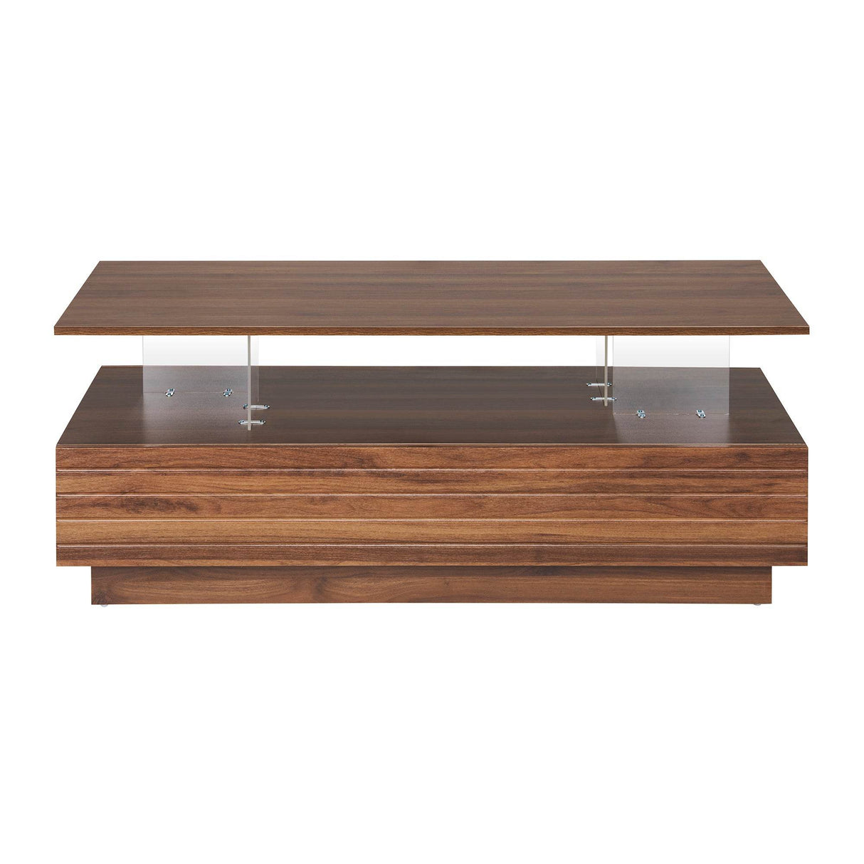 Modern Walnut Rectangle Coffee Table With LED Lights - Sleep Galleria