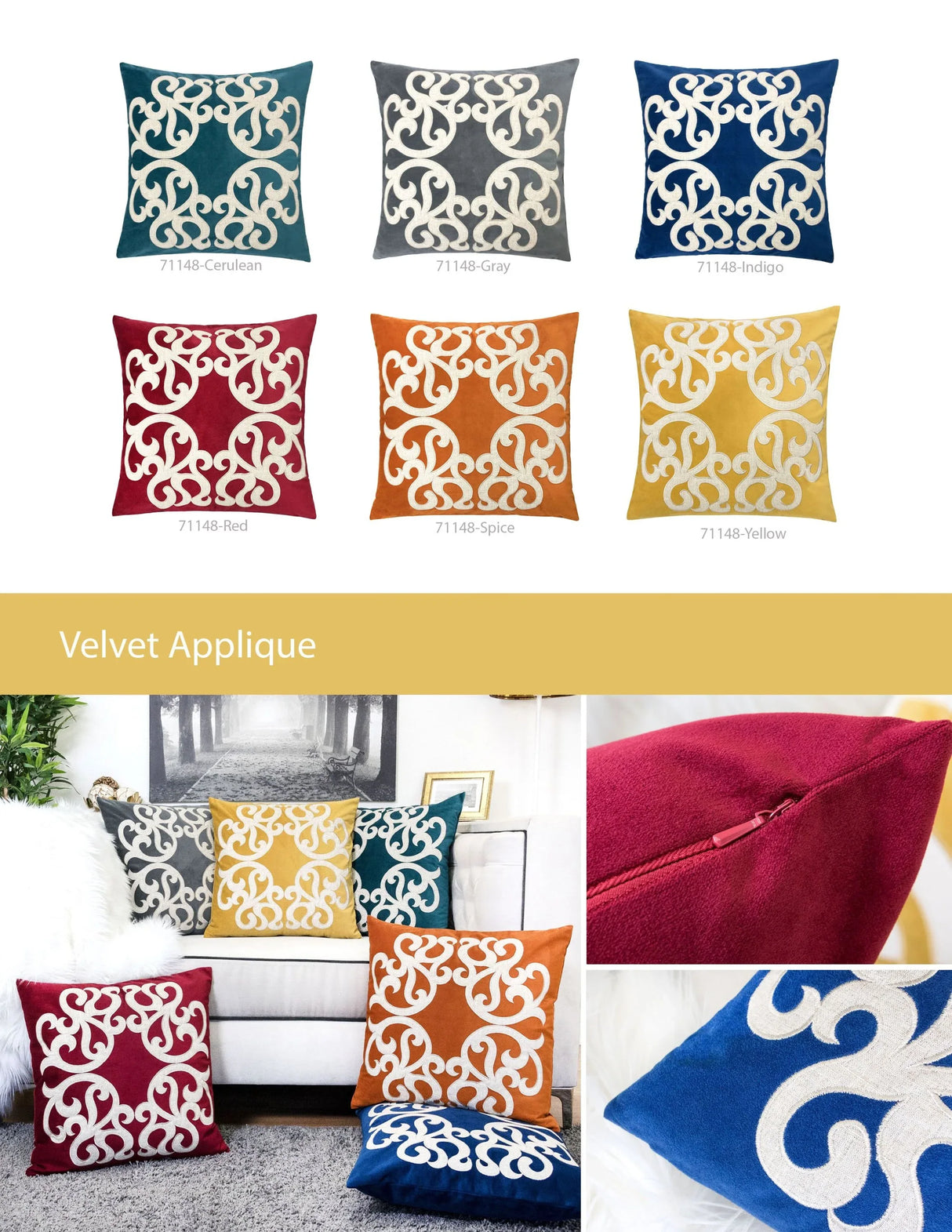 Yellow Vintage Vine Polyester Velvet Pillowcase 20x20 Inch - Omega Lifestyles