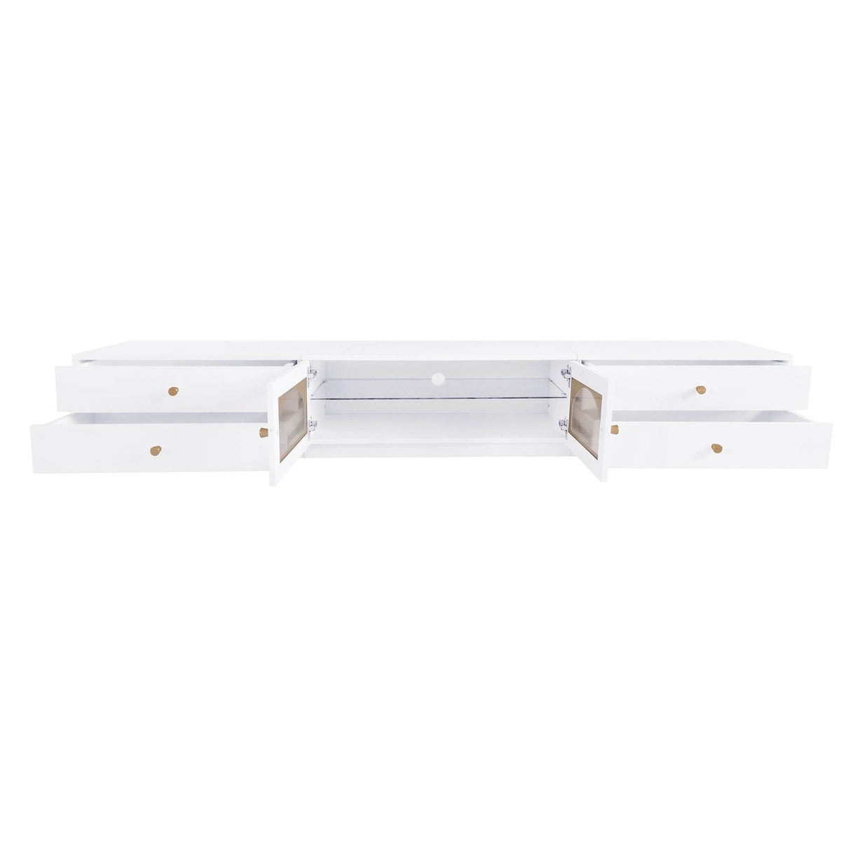 Modern White Particle Board TV Stand With Drawers - Sleep Galleria