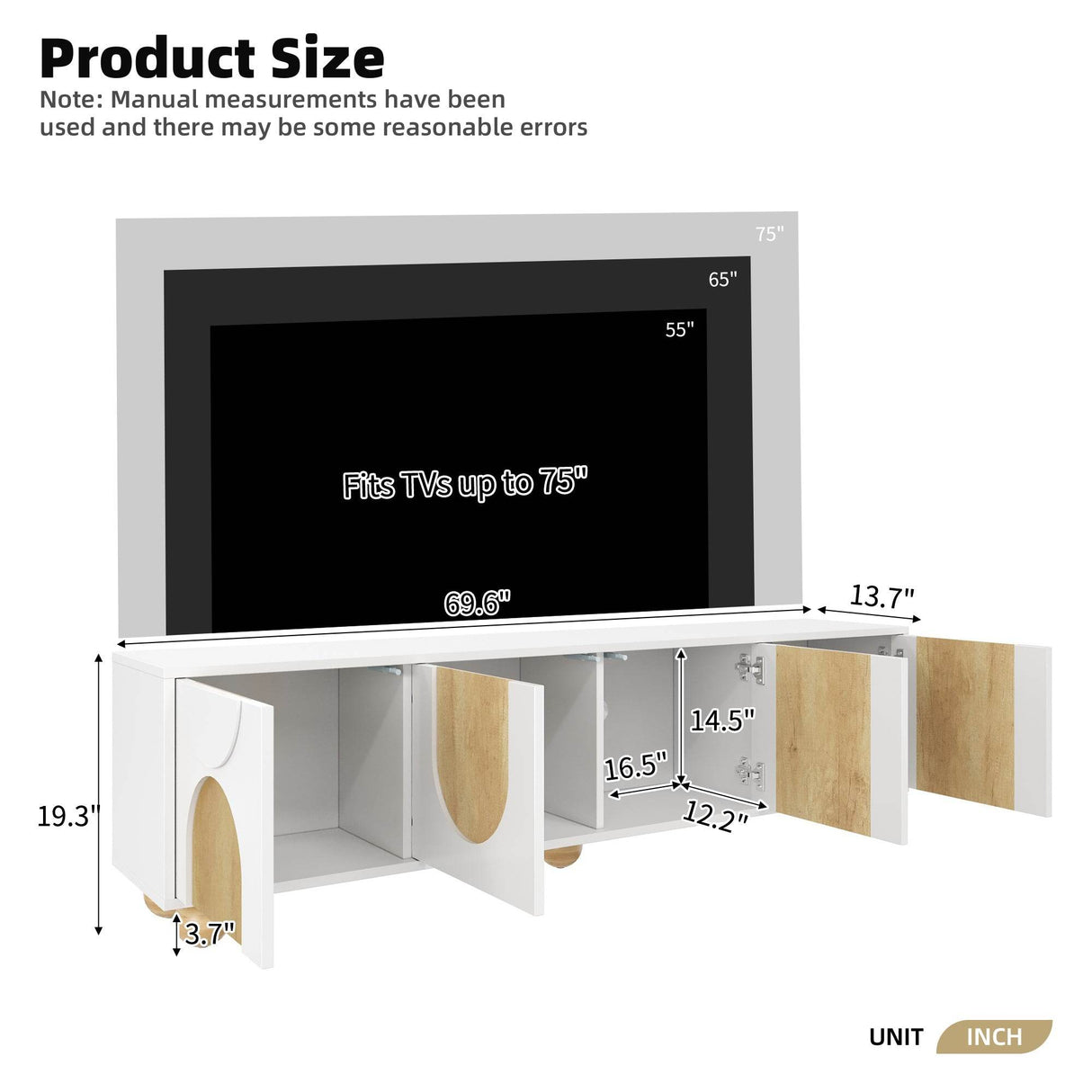 Farmhouse White MDF TV Stand With Cabinets - Sleep Galleria