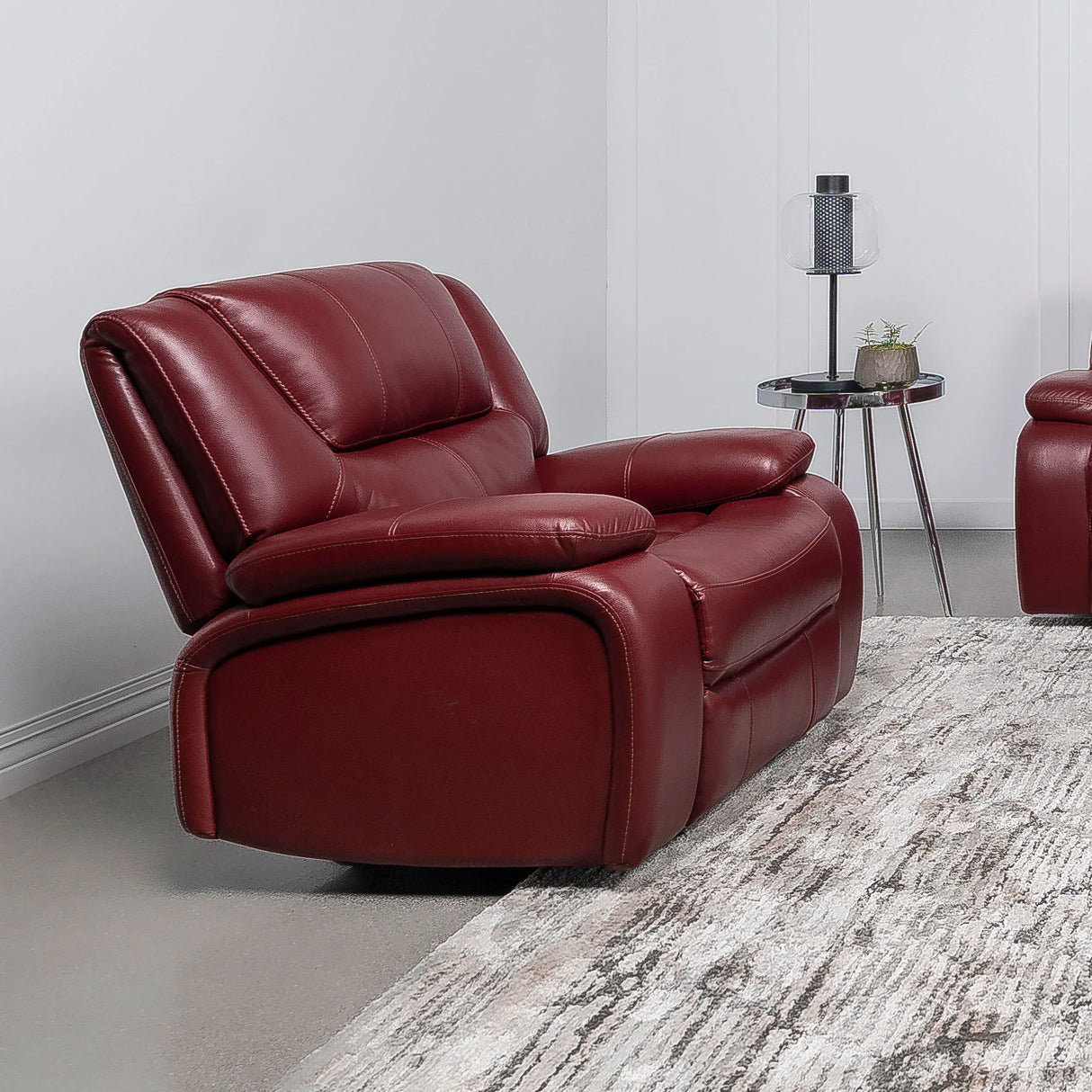 Red Upholstered Extra-Wide Glider Recliner Chair - Omega Lifestyles
