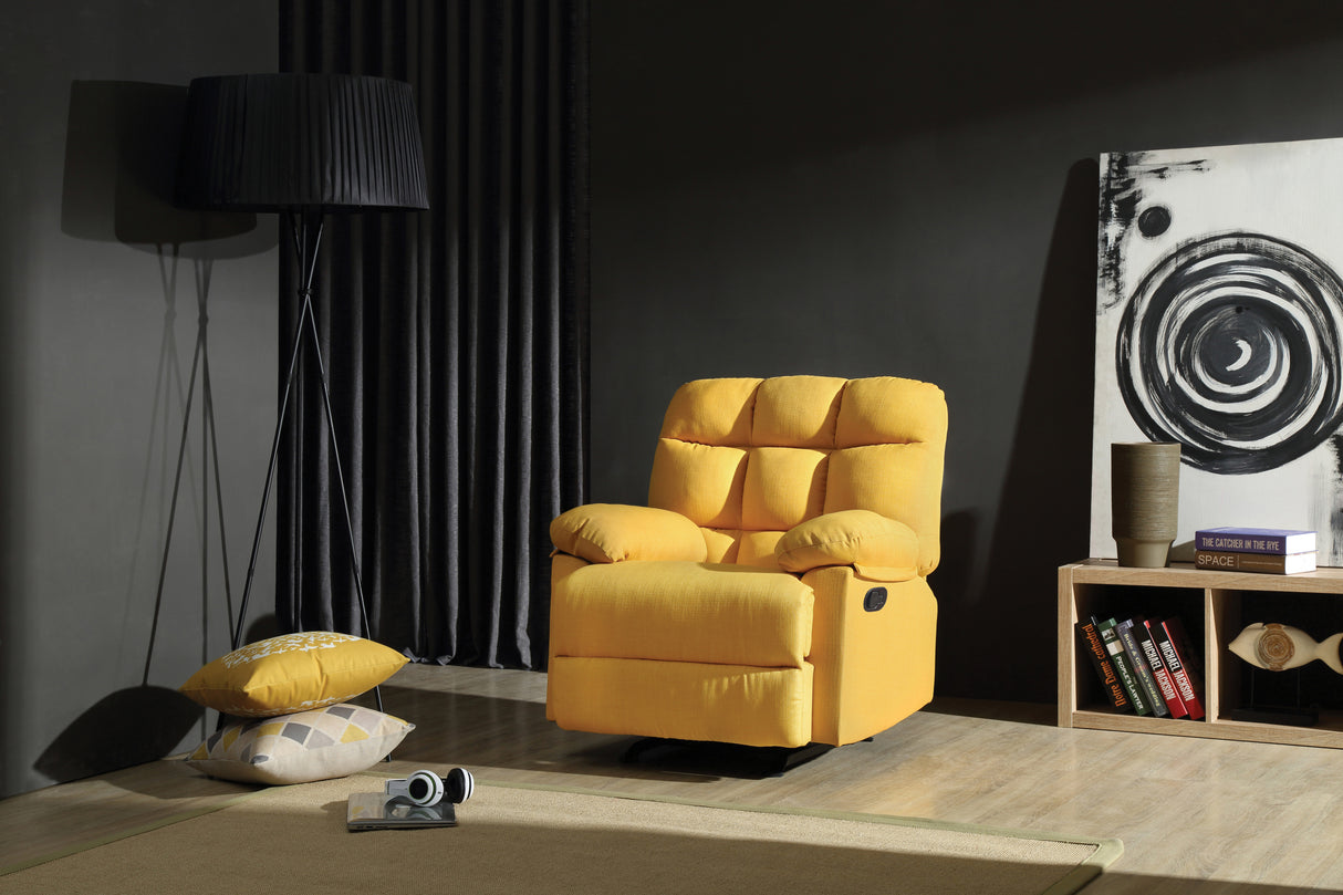 Yellow Fabric Padded Arm Recliner Chair