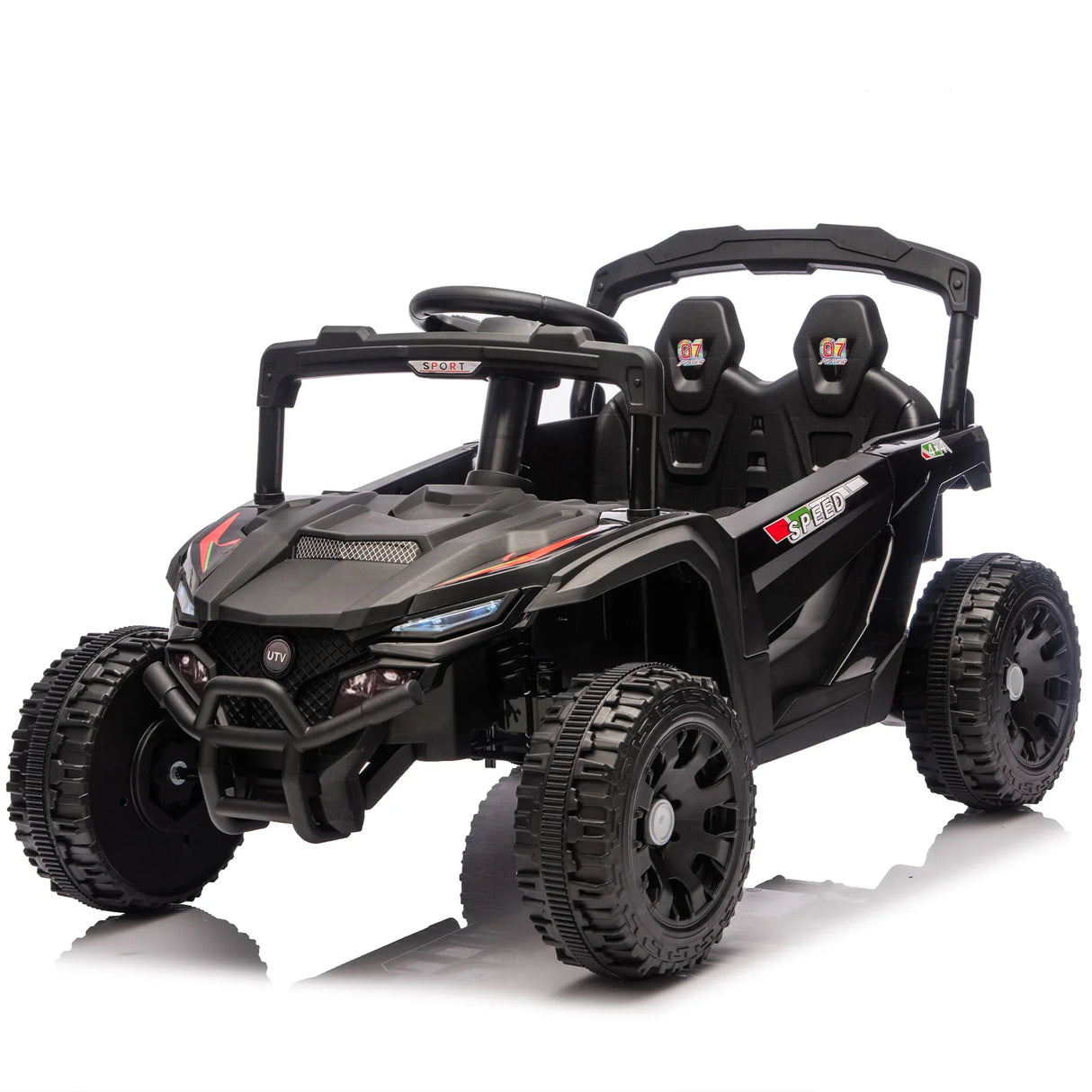 24V Kids Remote Control Black Ride On UTV - Omega Lifestyles