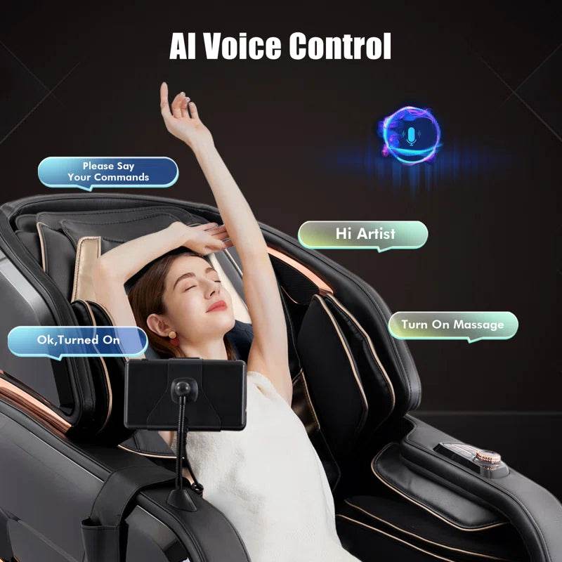 4D SL Track Zero Gravity Full Body Heated Massage Chair with AI Voice Control,Memory Function