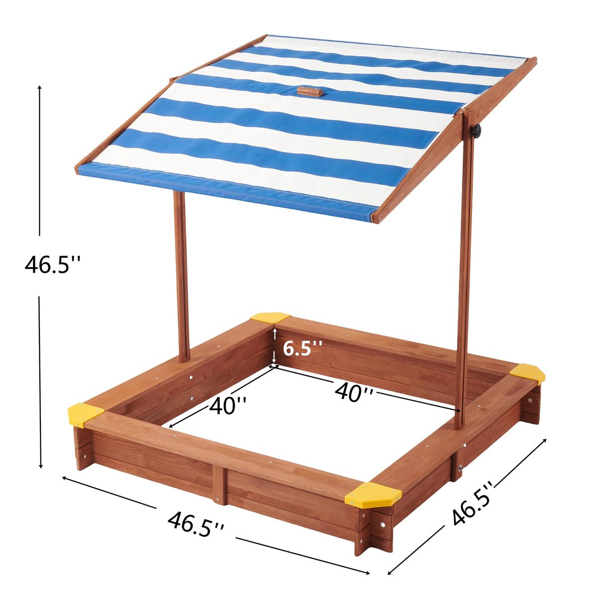 Wooden Kids Sandbox With Adjustable Canopy And Black Liner - Omega Lifestyles