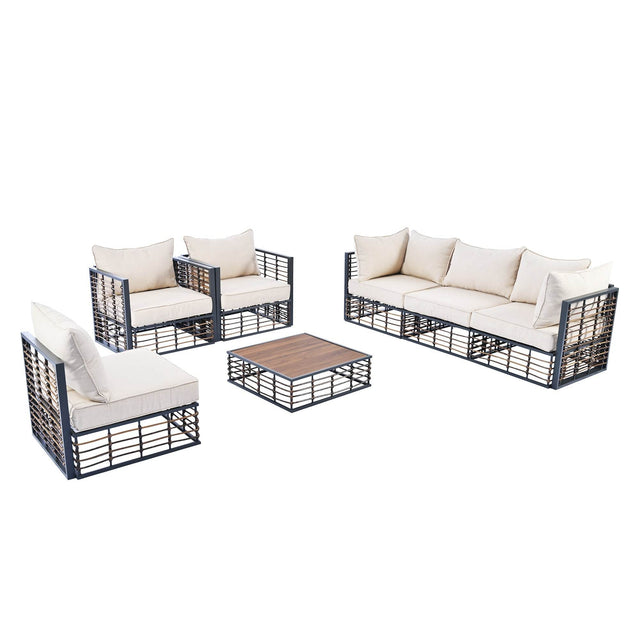 7-Piece Modern Metal Outdoor Patio Sectional Sofa Set - Omega Lifestyles