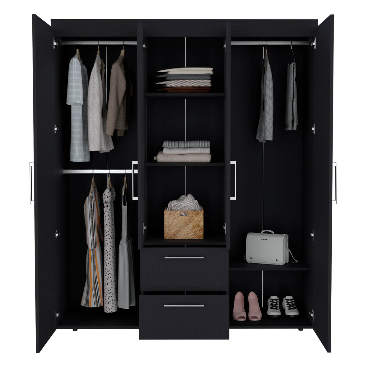 Modern Multi-Section Bedroom Wardrobe With Drawers - Omega Lifestyles