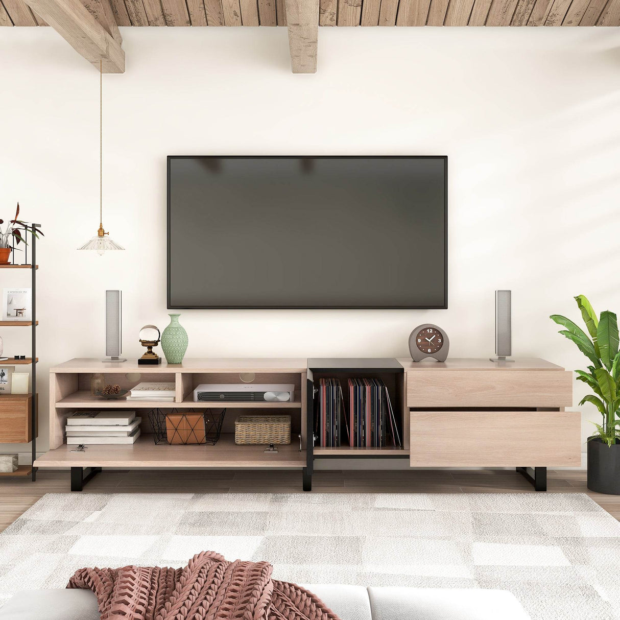 Modern Minimalist TV Stand With Drop Down Doors - Sleep Galleria