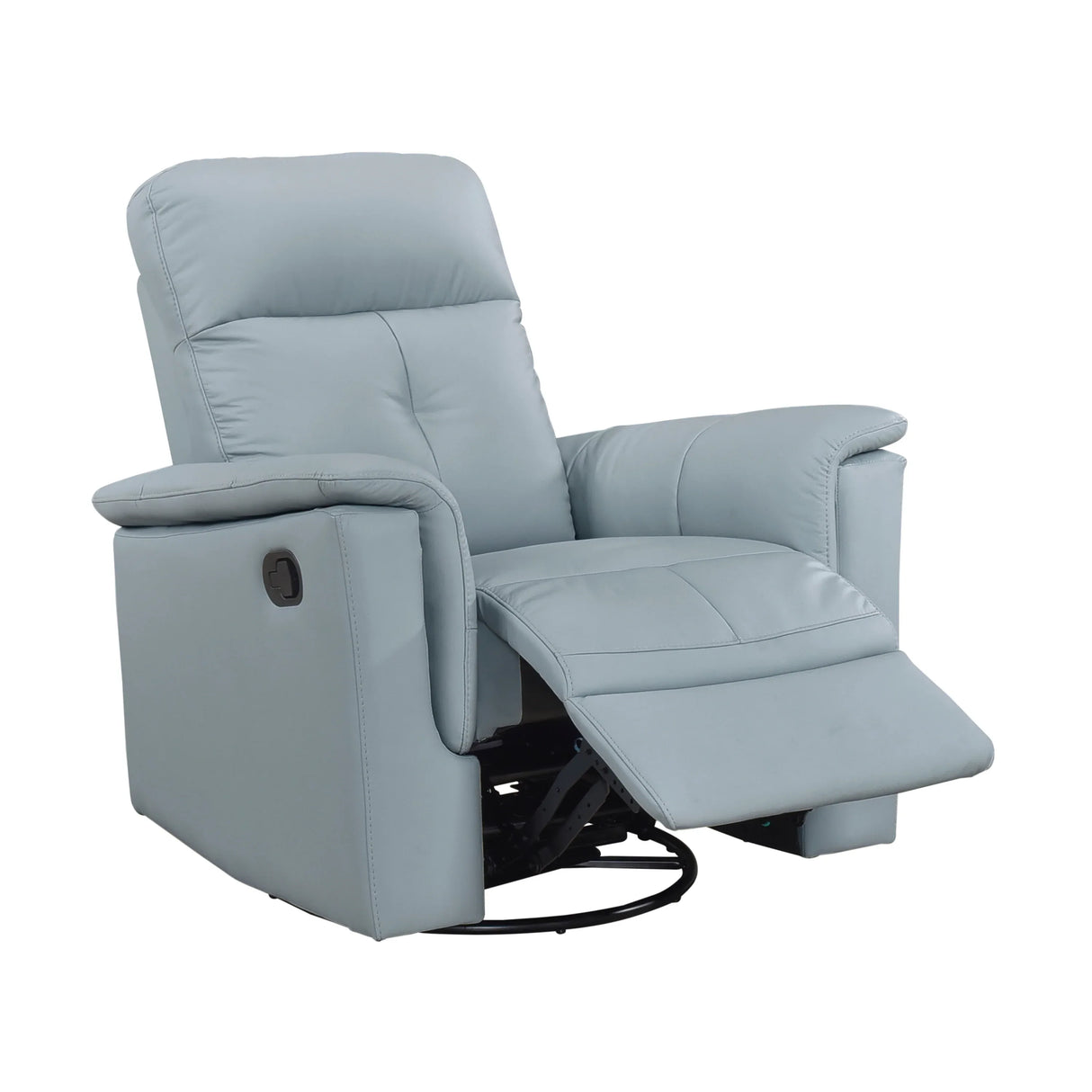 Blue Leather Upholstered Swivel Glider Reclining Chair - Omega Lifestyles
