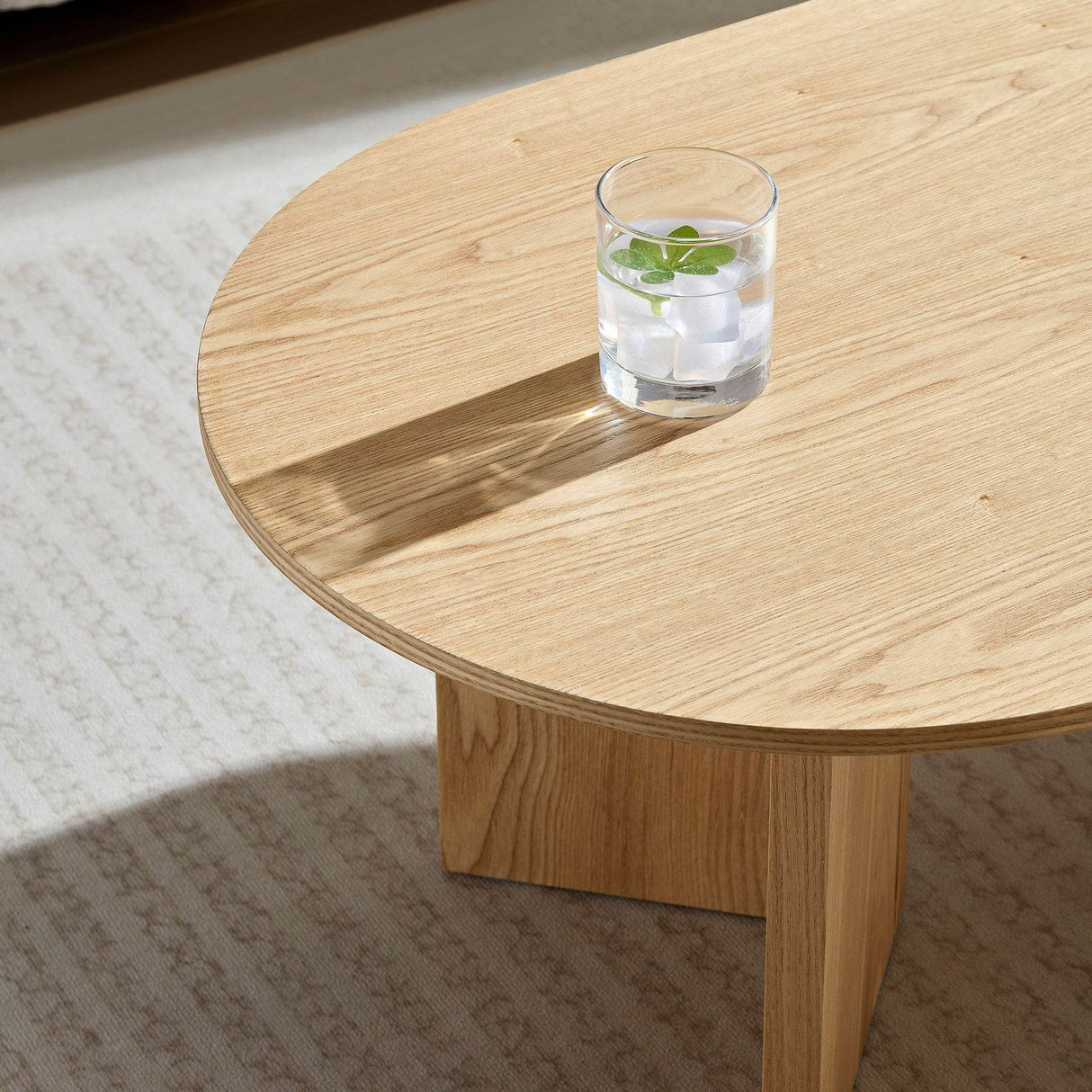 Modern Compact Oak MDF Pedestal Coffee Table - Sleep Galleria
