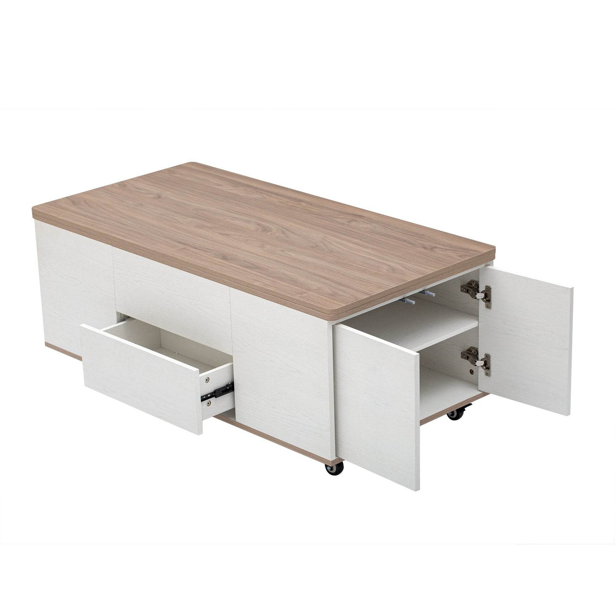 Modern Walnut White Lift Top Coffee Table With Drawers - Sleep Galleria