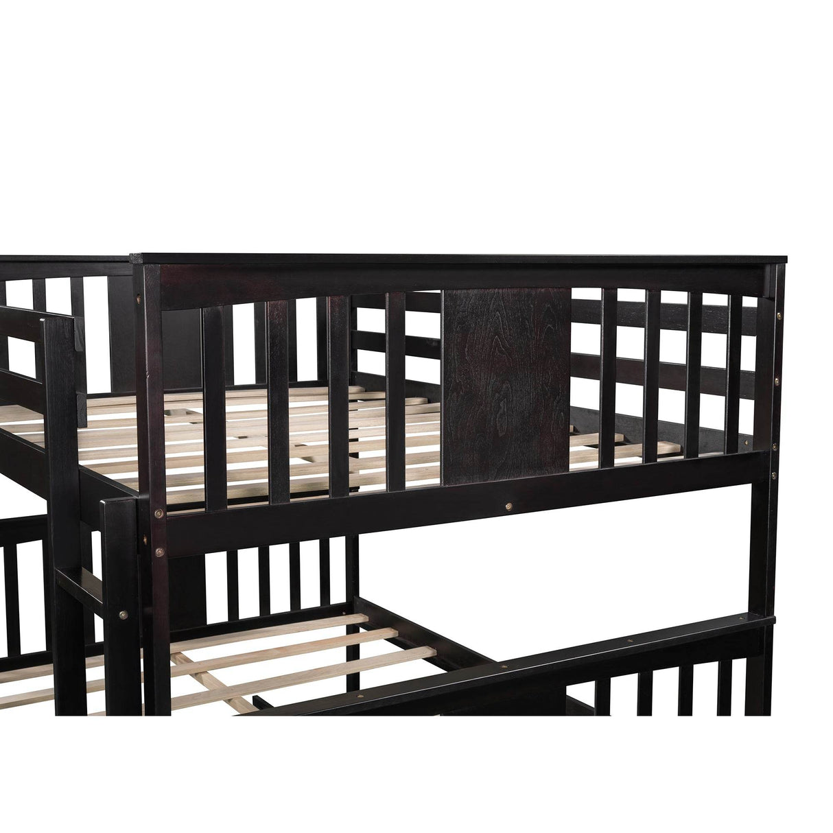 Full Over Full Bunk Bed With Twin Trundle Espresso Solid Wood - Omega Lifestyles